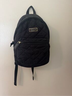 Marc Jacobs Black Quilted Mini Backpack with Gold Plaque